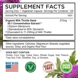 FarmHaven USDA Organic Milk Thistle Capsules | 11250mg Strength | 30X Concentrated Seed Extract & 80% Silymarin Standardized - Supports Liver Function and Overall Health | Non-GMO | 120 Vegan Capsules