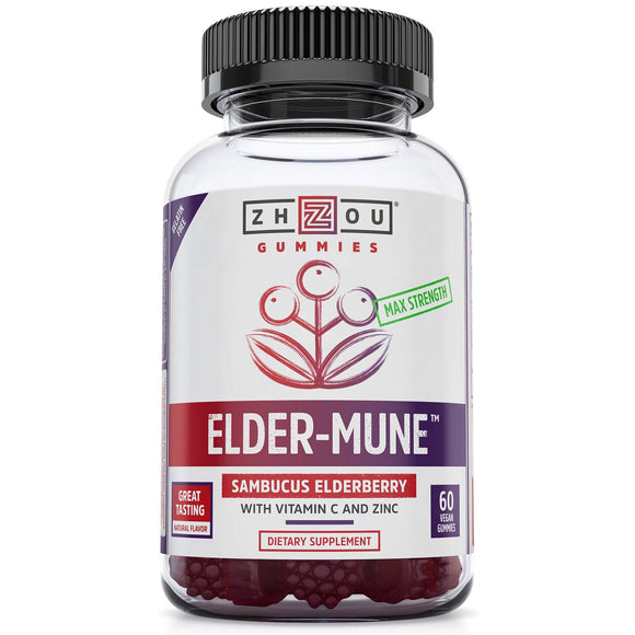 Zhou Nutrition Elder-Mune Sambucus  60 Elderberry Gummies Antioxidant