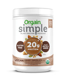 Orgain Organic Simple Vegan Protein Powder, Chocolate - 20g Plant Based Protein, Made with Fewer Ingredients, No Stevia or Artificial Sweeteners, Gluten Free, Dairy Free, Soy Free - 1.25lb