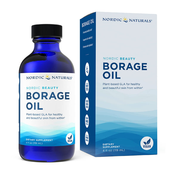 Nordic Naturals Nordic Beauty Borage Oil, Unflavored - 4 Ounces - Borage Seed Oil, Unique Omega-6 for Healthy and Hydrated Skin, 480 Milligrams of GLA - Non-GMO - Vegan, 48 Servings