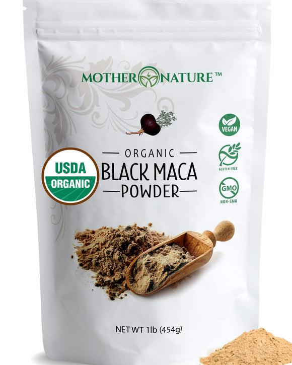 Organic, Raw Black Maca Root Powder - Premium USDA Certified, Ideal for Men & Women, Boost Workouts, Enhance Muscle Recovery, Non-GMO, Vegan Superfood