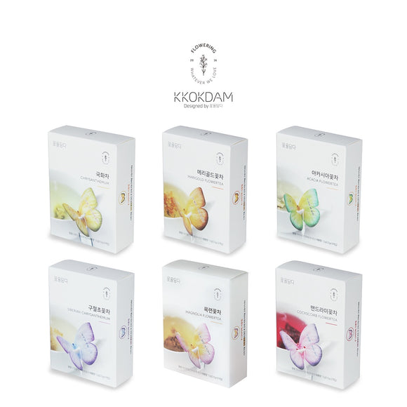 KKOKDAM Butterfly Flower Tea Bag Box 3-Counts, Korean Tea, Tea gifts, gifts for Tea lovers