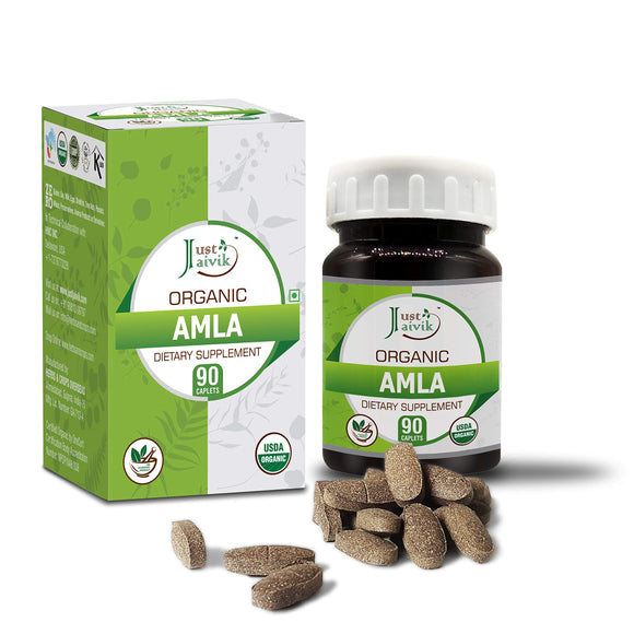 Just Jaivik Organic Amla Tablets 750mg 90 Organic Tablets Digestion and Immunity
