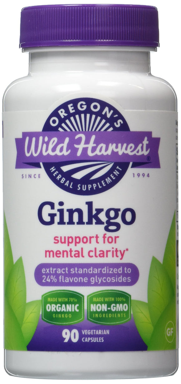 Oregon's Wild Harvest Ginkgo Organic Herbal Supplement, 90 Count