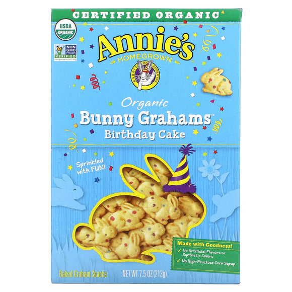 Annie's Homegrown, Organic Baked Bunny Graham Snacks, Birthday Cake, 7.5 oz (213 g)