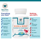 Best Nest Wellness Mama Bird Prenatal Multivitamin Folic Acid, B12, 30s