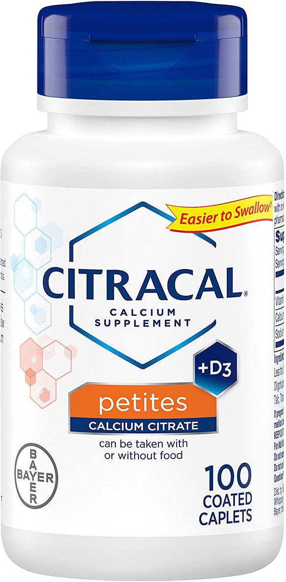 CITRACAL Petites Calcium Citrate + D3, 100 Tablets