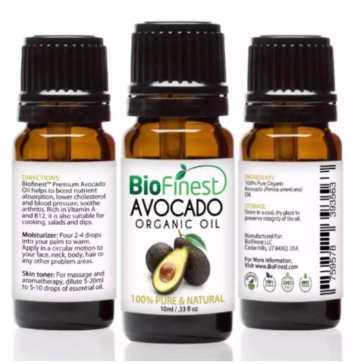 Biofinest Avocado Organic Oil (100% Pure Organic Carrier Oil) 10ml
