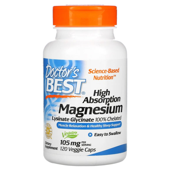 DOCTOR'S BEST High Absorption Magnesium Lysinate Glycinate, 120 Capsul