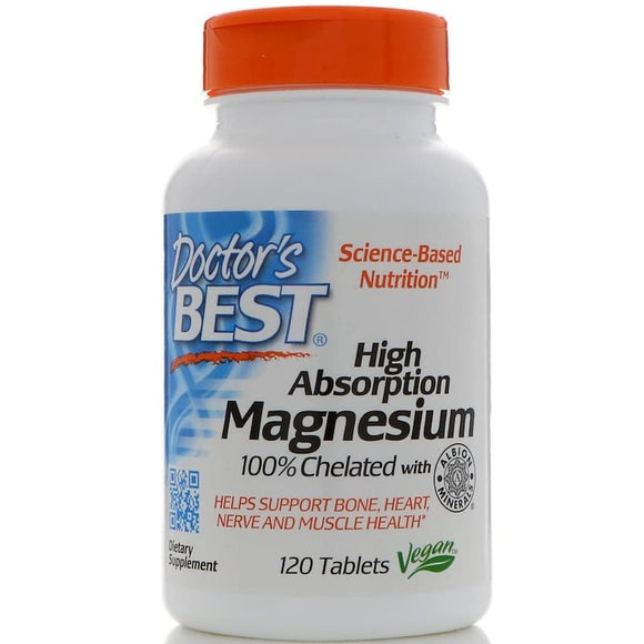 Doctor's Best 100% Magnesium Chelated High Absorption 120 Tablets