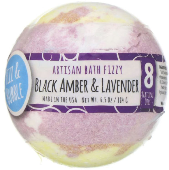 Fizz & Bubble, Artisan Bath Fizzy, Black Amber & Lavender, 6.5 oz (184 g)