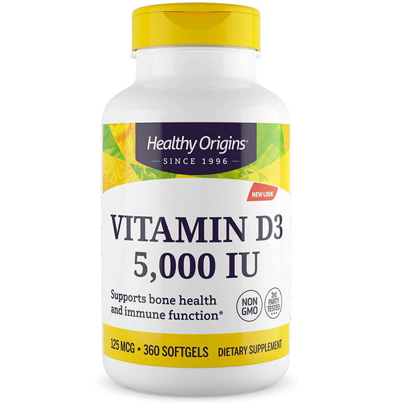 Healthy Origins, Vitamin D3, 5,000 IU, 360 Softgels