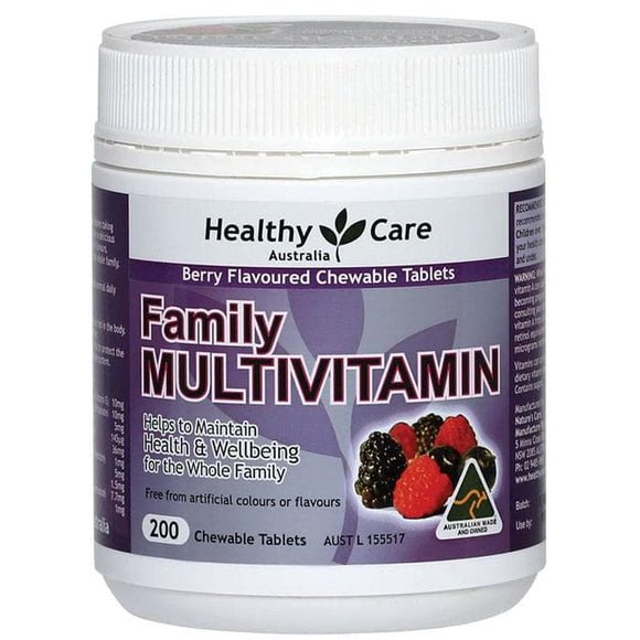 Healthy Care Family Multivitamin Berry Flavour, 200 Chewable Tablets