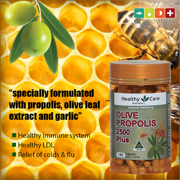 Healthy Care Propolis Garlic & Olive Leaf Imunitas Sehat 180 Capsules