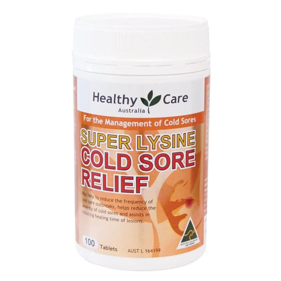 Healthy Care Super Lysine Cold Sore Relief, 100 Tablets