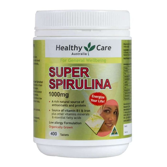 Healthy Care Super Spirulina 1000mg, 400 Tablets