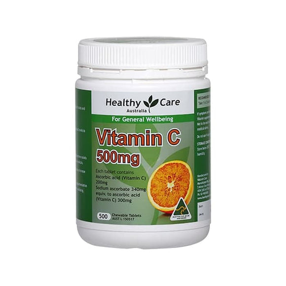 Healthy Care Vitamin C 500mg, 500 Chewable Tablets