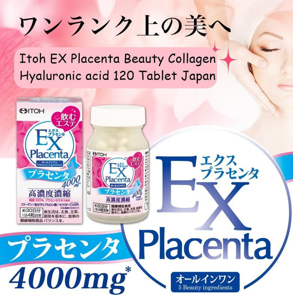 Itoh EX Placenta Beauty Collagen Hyaluronic acid 120 Tablet Japan