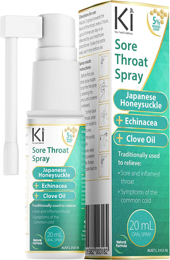 KI Sore Throat Spray Japanese Honeysuckle, 20 ml Oral Spray