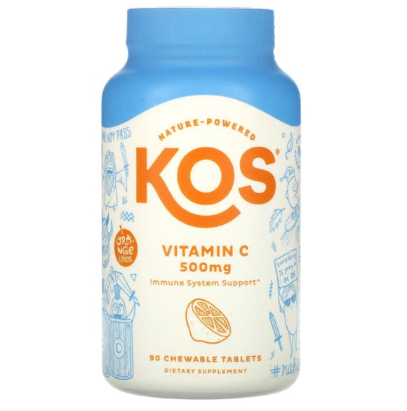 KOS, Vitamin C, Orange Flavor, 500 mg, 90 Chewable Tablets