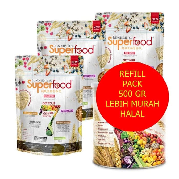 Kinohimitsu Sueperfood 500g 22 Multigrains Cereal REFILL PACK HALAL