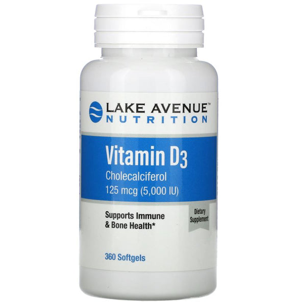 Lake Avenue Nutrition, Vitamin D3, 125 mcg (5,000 IU), 360 Softgels