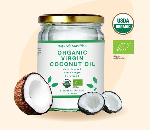 Nature's Nutrition Organic Virgin Coconut Oil 500ml (Cold-Pressed & Unrefined)