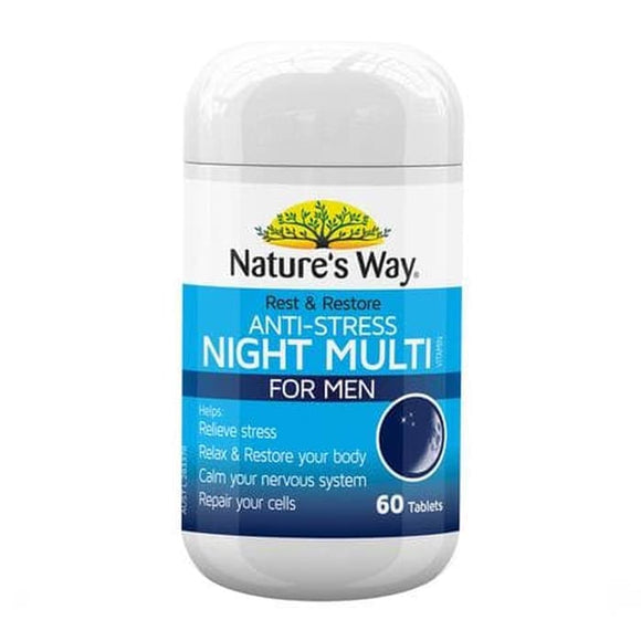 Nature's Way Rest and Restore Anti-Stress Night Multivitamin Men 6o Tb