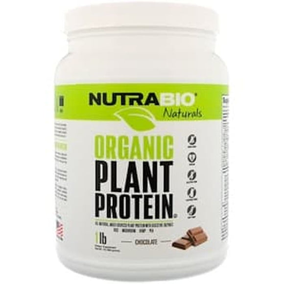 NutraBio Labs, Naturals, Organic Plant Protein, Chocolate, 1 lb (454g)