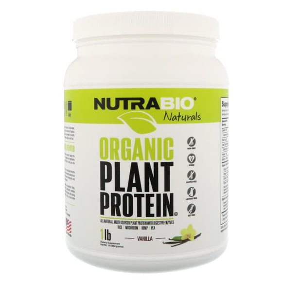 NutraBio Labs, Naturals, Organic Plant Protein, Vanilla, 1 lb (454 g)