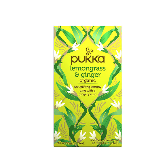 Pukka Herbs, Organic Lemongrass & Ginger, Caffeine-Free, 20 Herbal Tea