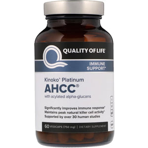 Quality of Life Labs,Kinoko Platinum AHCC,Immune Support,750mg, 60Tab