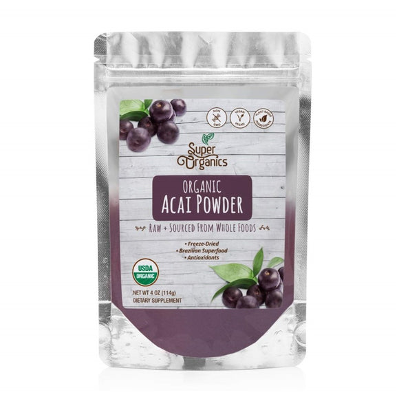 SUPER ORGANICS, Organic Superfood Acai Berry Powder, 4 oz (114gr)