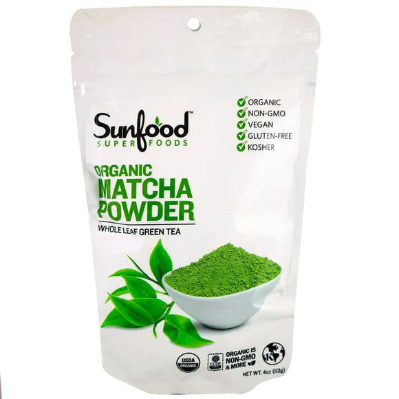 Sunfood, Organic Matcha Powder, Whole Leaf Green Tea, 4 oz (113 g)