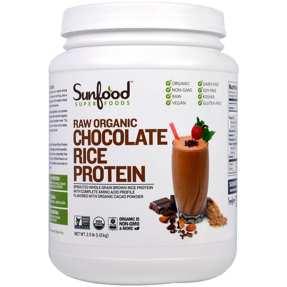 Sunfood, Raw Organic Chocolate Rice Protein, 2.5 lb (1.13 kg)