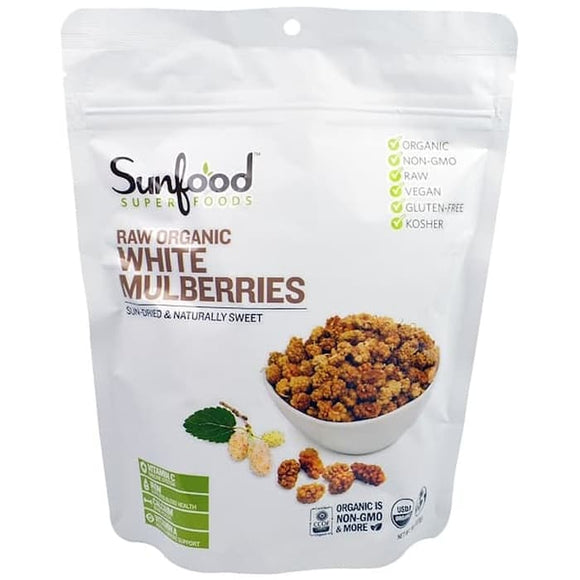 Sunfood, Raw Organic White Mulberries, 8 oz (227 g)