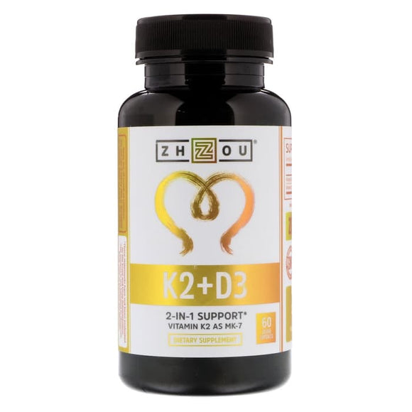 Zhou Nutrition, K2 + D3, 2-In-1 Support, 60 Veggie Capsules