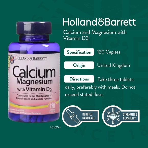 Holland & Barrett Calcium and Magnesium with Vitamin D3 120 Tablets