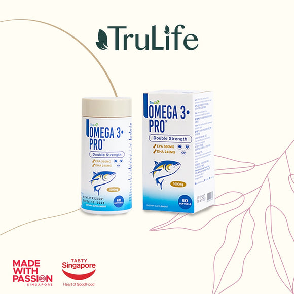 [60 Days Supply] TruLife Omega 3·Pro (Double Strength) Fish Oil Supplement - Bottle of 60 Capsules