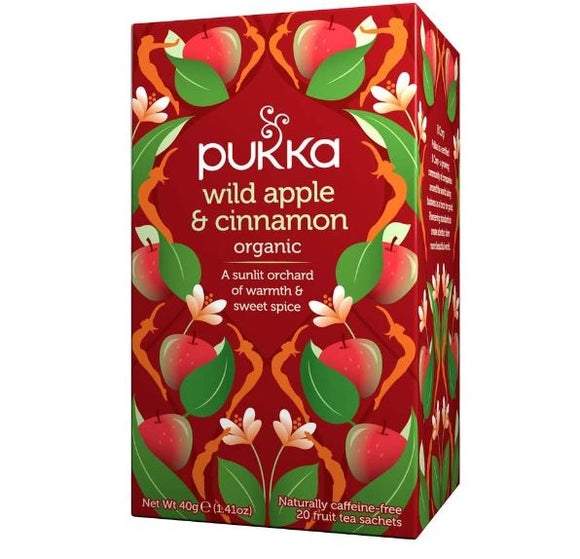 Pukka Wild Apple & Cinnamon 20 organic fruit tea sachets